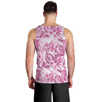Pink Ribbon Hibiscus Tropical Pattern Men Tank Top Breast Cancer