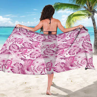 Pink Ribbon Hibiscus Tropical Pattern Sarong Breast Cancer