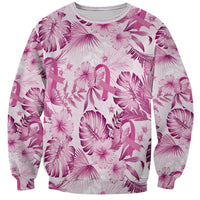 Pink Ribbon Hibiscus Tropical Pattern Sweatshirt Breast Cancer