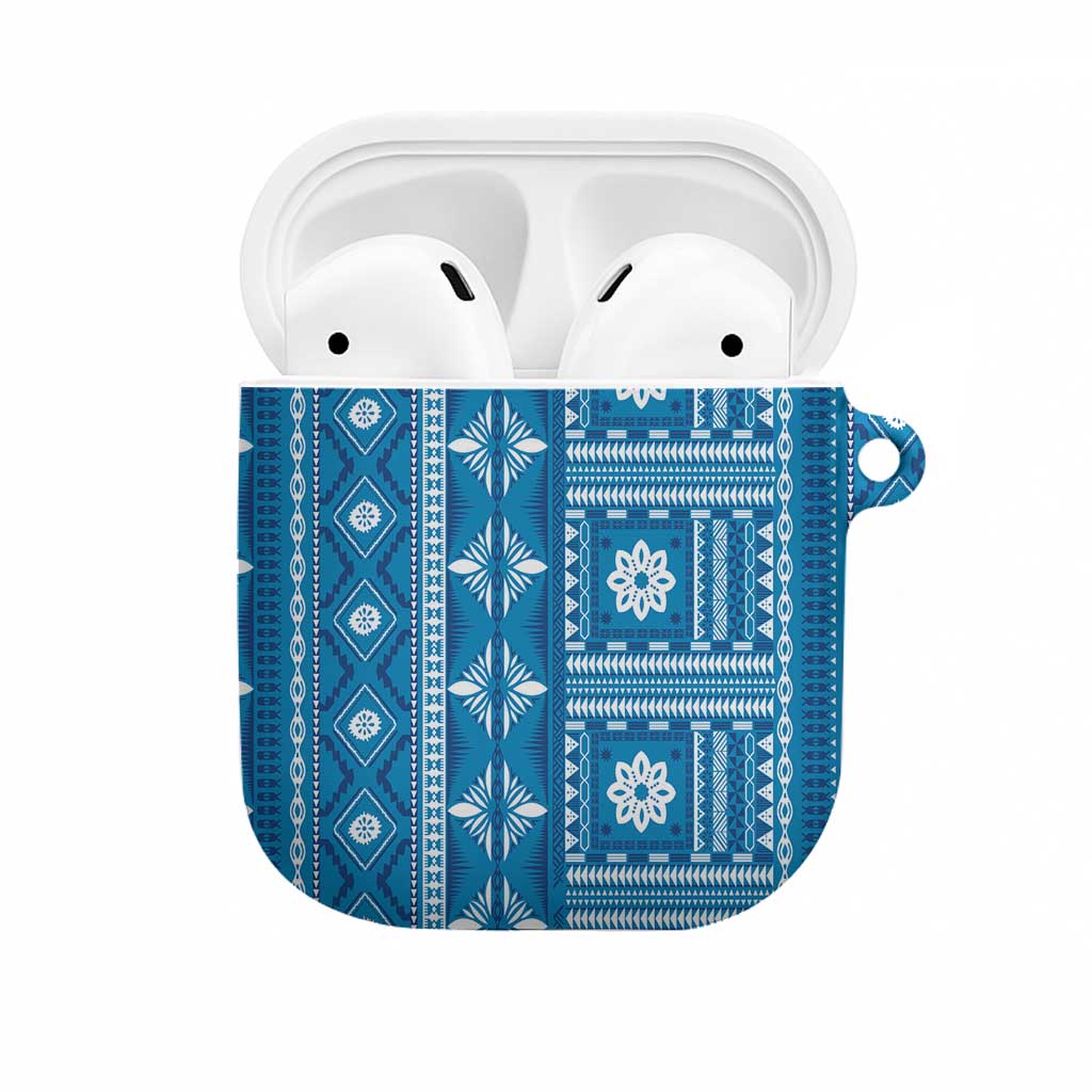 Fiji Masi All Blue AirPods Case Tapa Pattern - Polynesian Pride