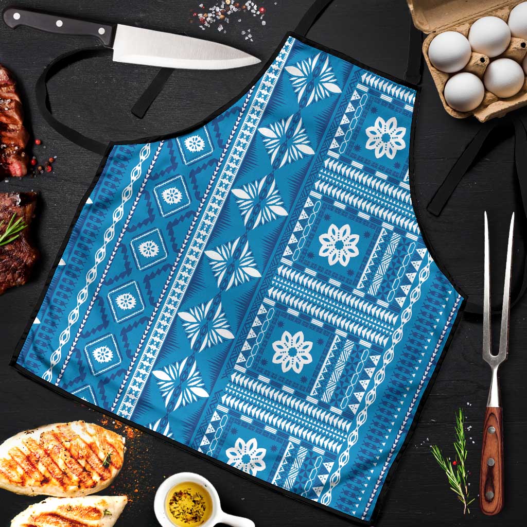 Fiji Masi All Blue Apron Tapa Pattern - Polynesian Pride