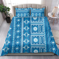 Fiji Masi All Blue Bedding Set Tapa Pattern - Polynesian Pride
