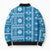 Fiji Masi All Blue Bomber Puffer Jacket Tapa Pattern - Polynesian Pride