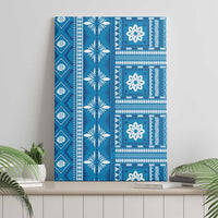 Fiji Masi All Blue Canvas Wall Art Tapa Pattern - Polynesian Pride