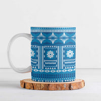 Fiji Masi All Blue Ceramic Mug Tapa Pattern - Polynesian Pride