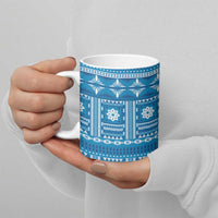 Fiji Masi All Blue Ceramic Mug Tapa Pattern - Polynesian Pride