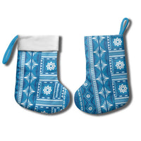 Fiji Masi All Blue Christmas Stocking Tapa Pattern - Polynesian Pride