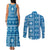 Fiji Masi All Blue Couples Matching Tank Maxi Dress and Long Sleeve Button Shirt Tapa Pattern - Polynesian Pride