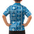 Fiji Masi All Blue Family Matching Long Sleeve Bodycon Dress and Hawaiian Shirt Tapa Pattern - Polynesian Pride