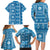 Fiji Masi All Blue Family Matching Long Sleeve Bodycon Dress and Hawaiian Shirt Tapa Pattern - Polynesian Pride