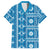 Fiji Masi All Blue Family Matching Long Sleeve Bodycon Dress and Hawaiian Shirt Tapa Pattern - Polynesian Pride