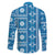 Fiji Masi All Blue Family Matching Long Sleeve Bodycon Dress and Hawaiian Shirt Tapa Pattern - Polynesian Pride