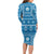 Fiji Masi All Blue Family Matching Long Sleeve Bodycon Dress and Hawaiian Shirt Tapa Pattern - Polynesian Pride