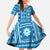 Fiji Masi All Blue Family Matching Off The Shoulder Long Sleeve Dress and Hawaiian Shirt Tapa Pattern - Polynesian Pride