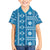 Fiji Masi All Blue Family Matching Off The Shoulder Long Sleeve Dress and Hawaiian Shirt Tapa Pattern - Polynesian Pride