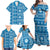 Fiji Masi All Blue Family Matching Off Shoulder Maxi Dress and Hawaiian Shirt Tapa Pattern - Polynesian Pride