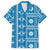 Fiji Masi All Blue Family Matching Off Shoulder Short Dress and Hawaiian Shirt Tapa Pattern - Polynesian Pride