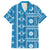 Fiji Masi All Blue Family Matching Short Sleeve Bodycon Dress and Hawaiian Shirt Tapa Pattern - Polynesian Pride