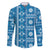 Fiji Masi All Blue Family Matching Short Sleeve Bodycon Dress and Hawaiian Shirt Tapa Pattern - Polynesian Pride