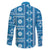 Fiji Masi All Blue Family Matching Short Sleeve Bodycon Dress and Hawaiian Shirt Tapa Pattern - Polynesian Pride