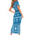 Fiji Masi All Blue Family Matching Short Sleeve Bodycon Dress and Hawaiian Shirt Tapa Pattern - Polynesian Pride