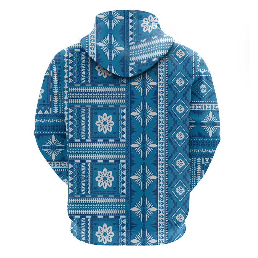 Fiji Masi All Blue Hoodie Tapa Pattern - Polynesian Pride