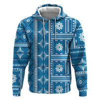 Fiji Masi All Blue Hoodie Tapa Pattern - Polynesian Pride