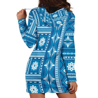 Fiji Masi All Blue Hoodie Dress Tapa Pattern - Polynesian Pride