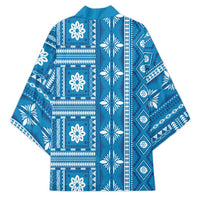 Fiji Masi All Blue Kimono Tapa Pattern - Polynesian Pride