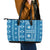 Fiji Masi All Blue Leather Tote Bag Tapa Pattern - Polynesian Pride