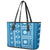 Fiji Masi All Blue Leather Tote Bag Tapa Pattern - Polynesian Pride