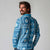 Fiji Masi All Blue Long Sleeve Polo Shirt Tapa Pattern - Polynesian Pride