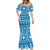 Fiji Masi All Blue Mermaid Dress Tapa Pattern - Polynesian Pride