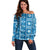 Fiji Masi All Blue Off Shoulder Sweater Tapa Pattern - Polynesian Pride