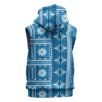 Fiji Masi All Blue Sleeveless Hoodie Tapa Pattern - Polynesian Pride