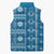 Fiji Masi All Blue Sleeveless Puffer Jacket Tapa Pattern - Polynesian Pride