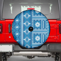 Fiji Masi All Blue Spare Tire Cover Tapa Pattern - Polynesian Pride