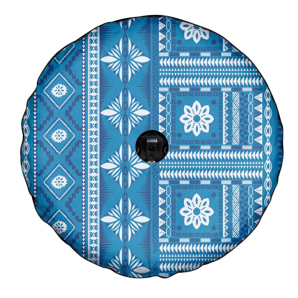 Fiji Masi All Blue Spare Tire Cover Tapa Pattern - Polynesian Pride