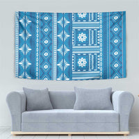 Fiji Masi All Blue Tapestry Tapa Pattern - Polynesian Pride