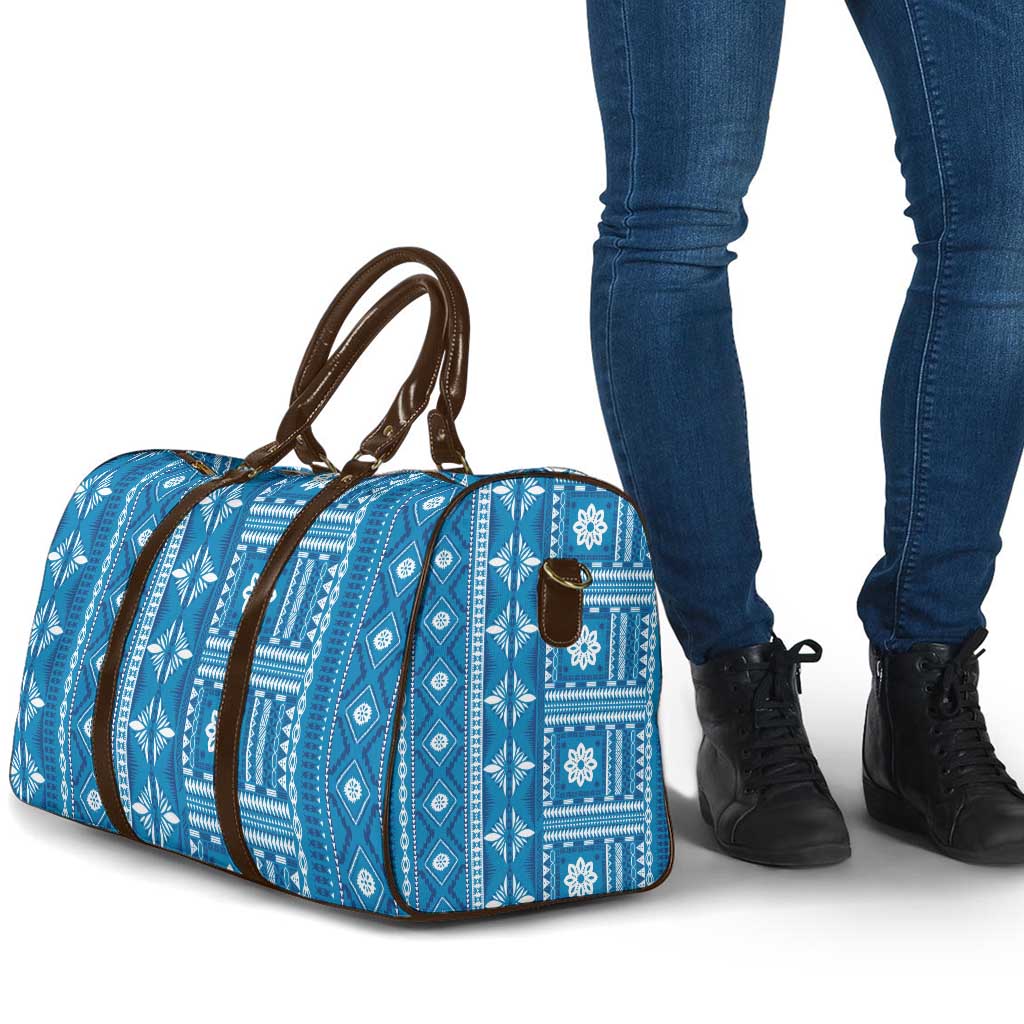 Fiji Masi All Blue Travel Bag Tapa Pattern - Polynesian Pride