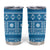 Fiji Masi All Blue Tumbler Cup Tapa Pattern - Polynesian Pride