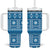 Fiji Masi All Blue Tumbler With Handle Tapa Pattern - Polynesian Pride