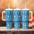Fiji Masi All Blue Tumbler With Handle Tapa Pattern - Polynesian Pride