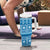 Fiji Masi All Blue Tumbler With Handle Tapa Pattern - Polynesian Pride