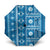 Fiji Masi All Blue Umbrella Tapa Pattern - Polynesian Pride