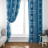 Fiji Masi All Blue Window Curtain Tapa Pattern - Polynesian Pride
