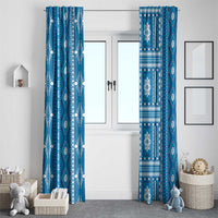 Fiji Masi All Blue Window Curtain Tapa Pattern - Polynesian Pride