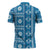 Fiji Masi All Blue Zipper Polo Shirt Tapa Pattern - Polynesian Pride