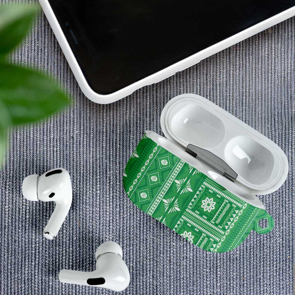 Fiji Masi All Green AirPods Case Tapa Pattern - Polynesian Pride