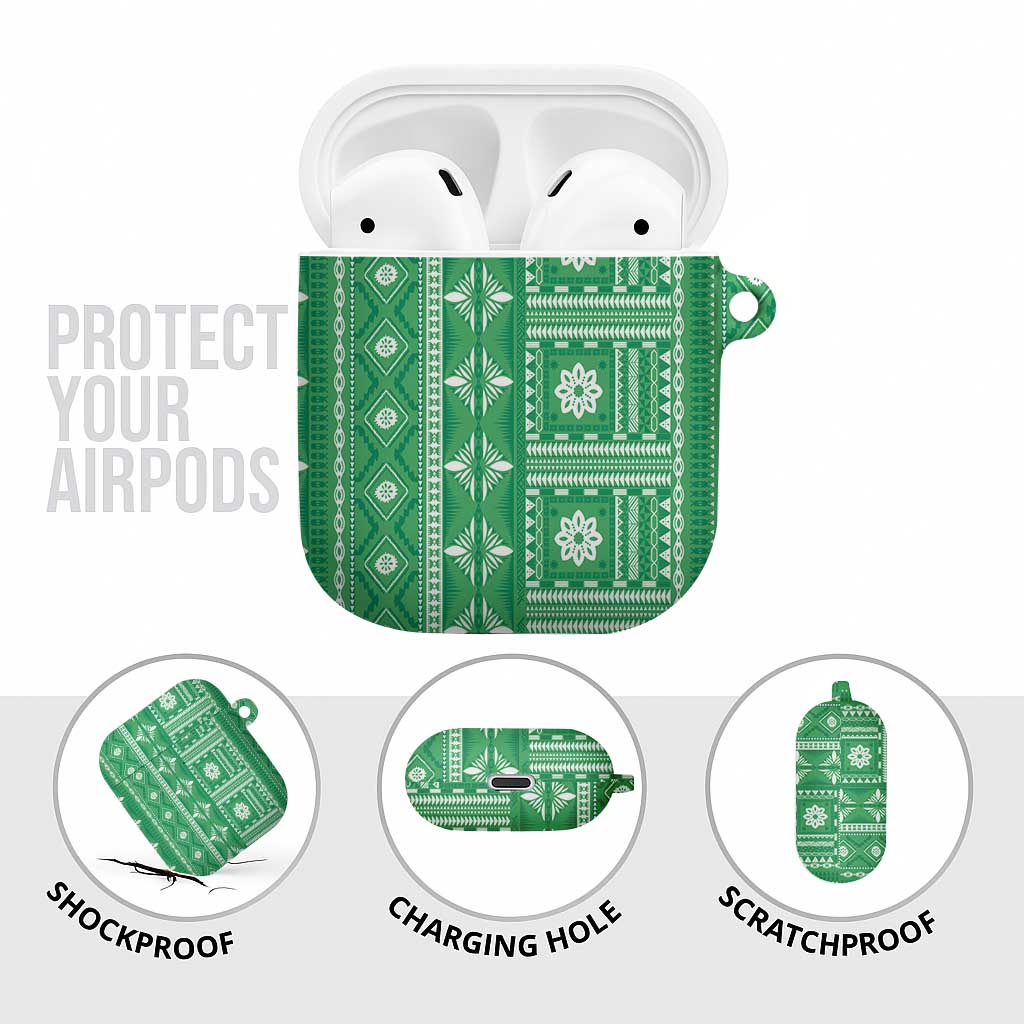 Fiji Masi All Green AirPods Case Tapa Pattern - Polynesian Pride